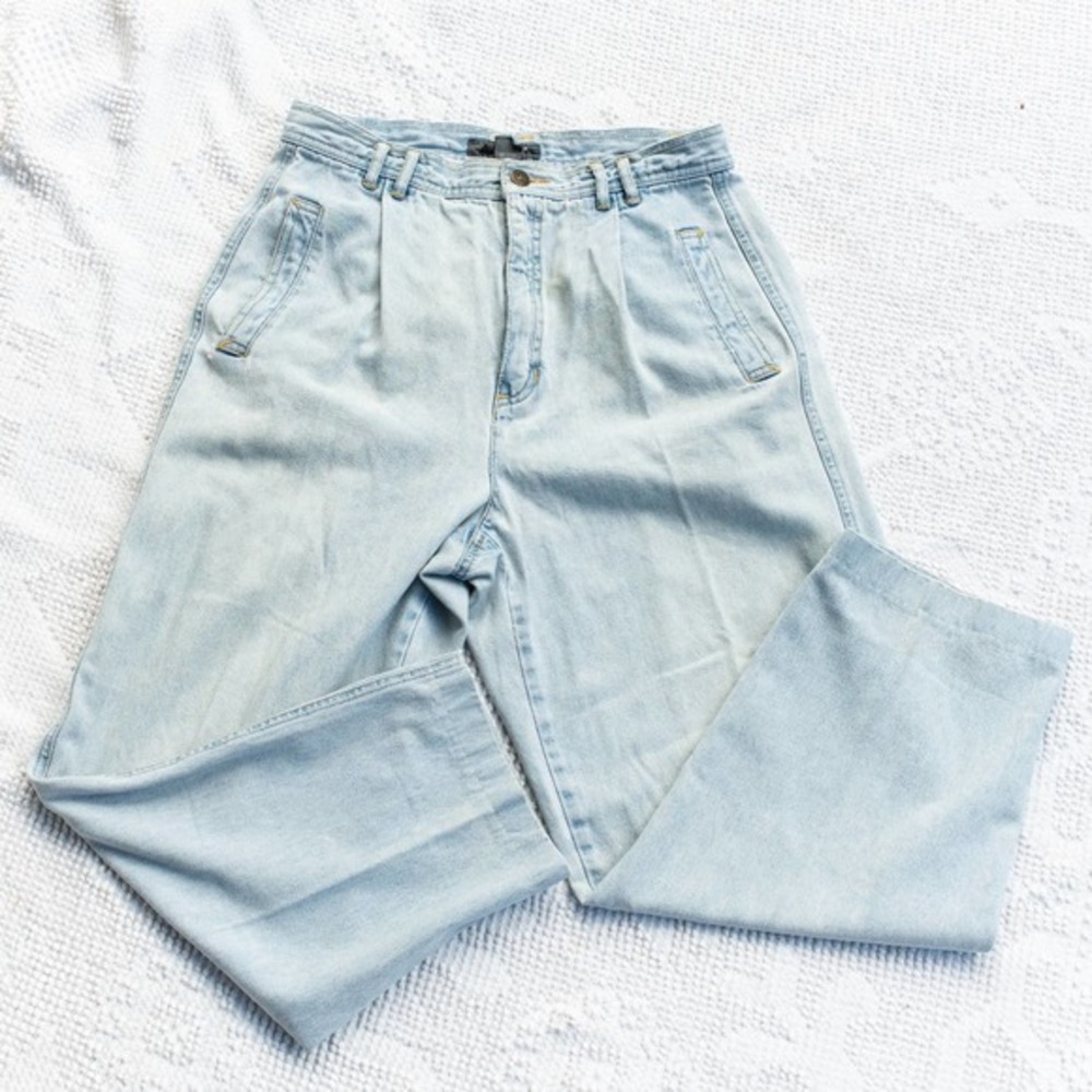 Vintage 1980s Pleated Mom Jeans Liz Wear Wide Leg 12P High Waisted Grannycore